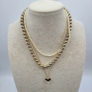 J Crew Factory Triple Strand Heart Pendant Faux Pearl Beaded Necklace NWT!  NEW!